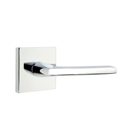 Emtek Helios Lever Left Hand 2-3/8 in Backset Privacy w/Square Rose for 1-1/4 in to 2 in Door 5210HLOUS26LH
